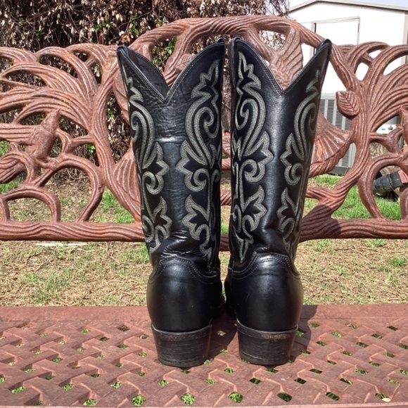 MEN’S Justin London 13” 1409 Black Leather Contrast Stitching Cowboy Boots - Picture 5 of 10